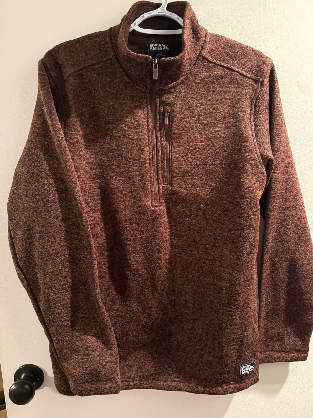 Eddie Bauer Men's Zip-Neck Sweater - Brown Heathered